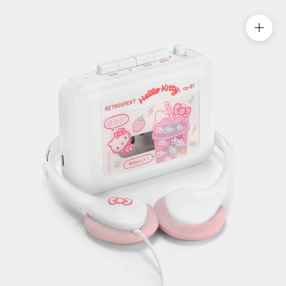 Hello Kitty Retro Cassette Player - White & Pink